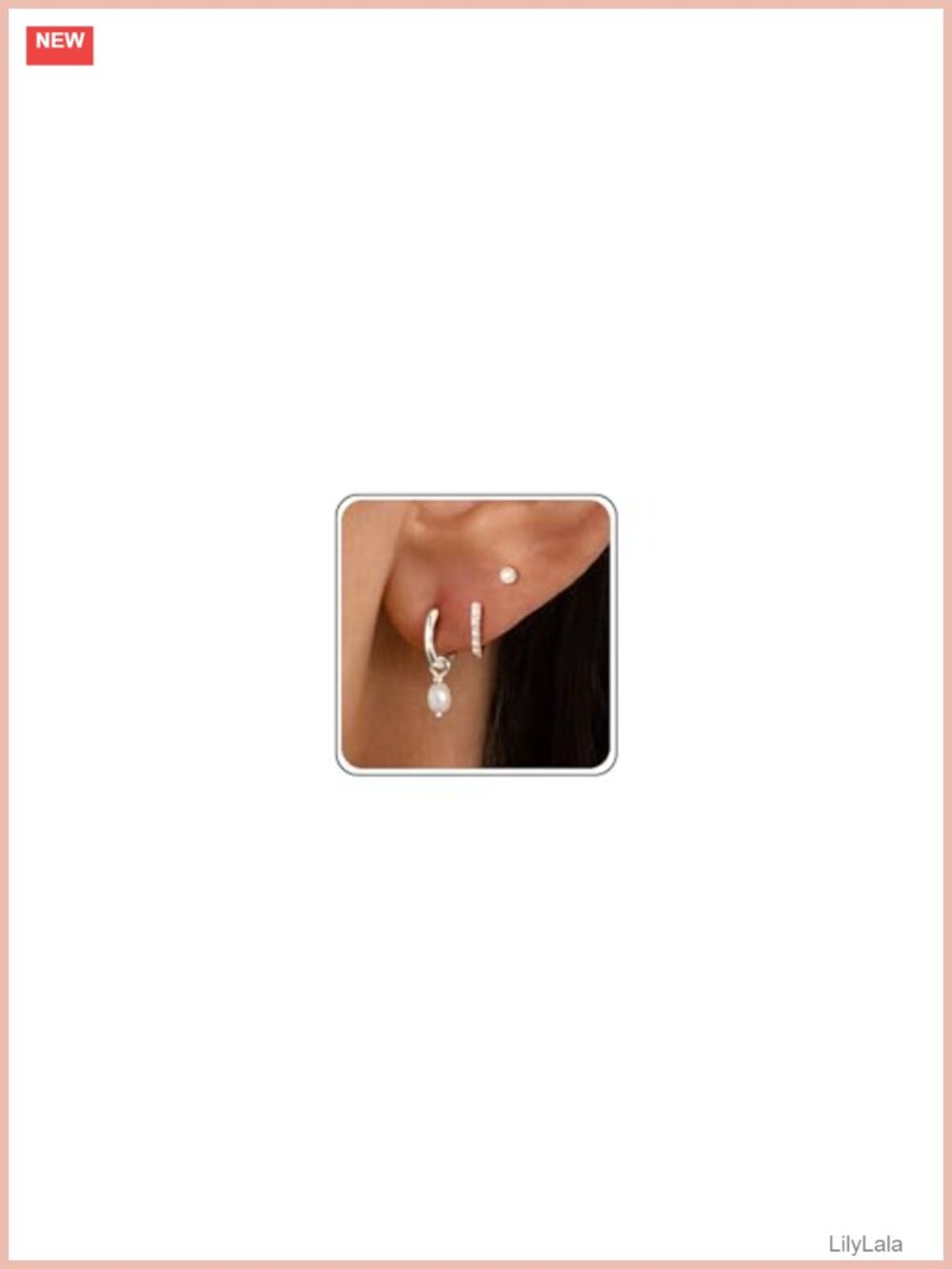 14K Silver-Plated Huggie Hoop Earrings Set - Stackable Trio with Studs